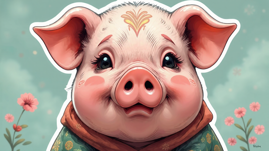 Cute pig with intricate