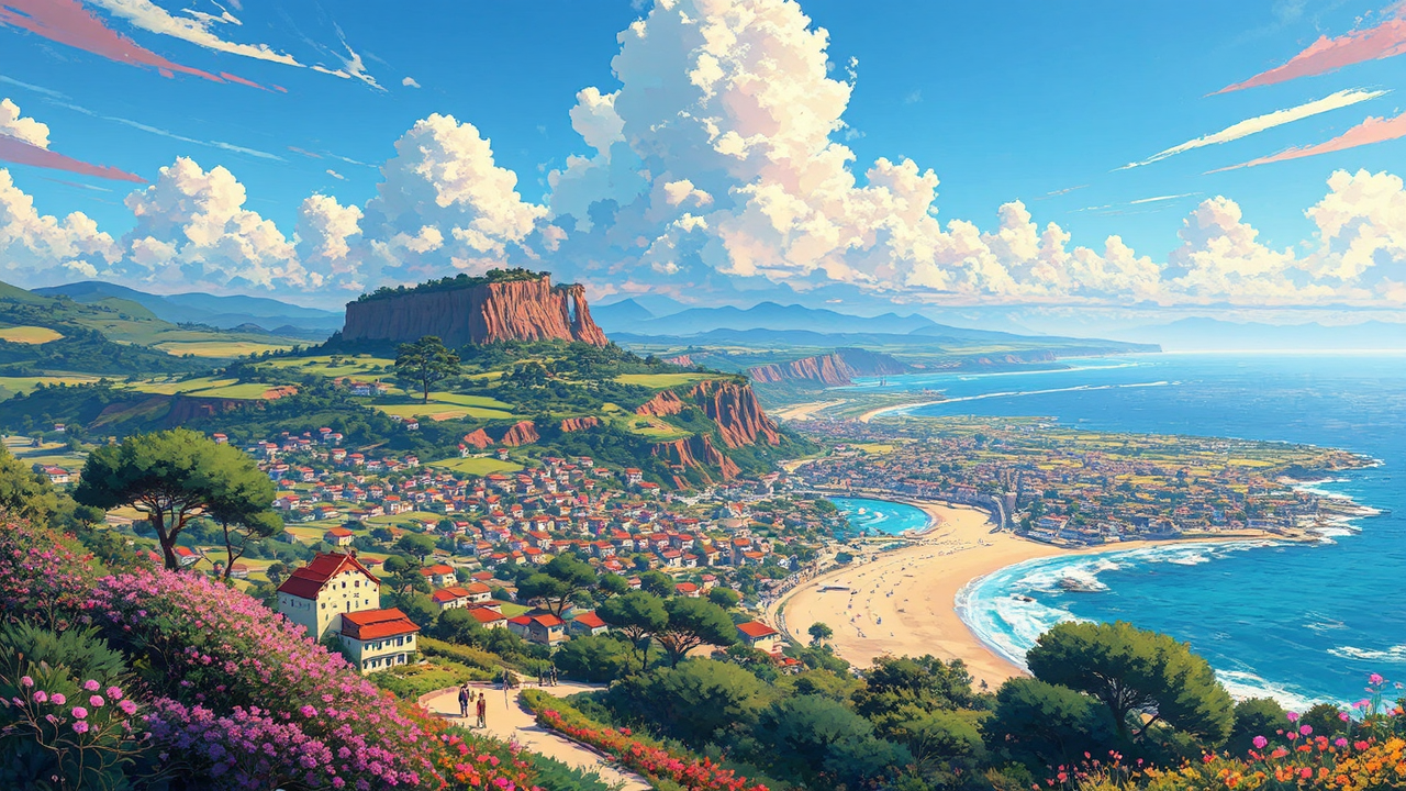 Vivid colored beach landscape