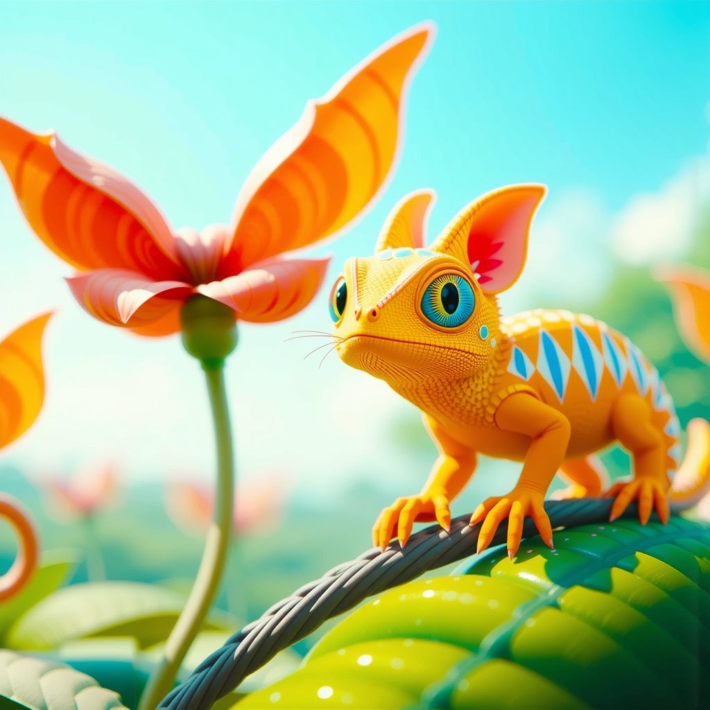 Cute chameleon sticker design