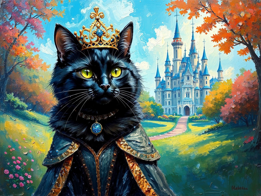 Black cat in royal