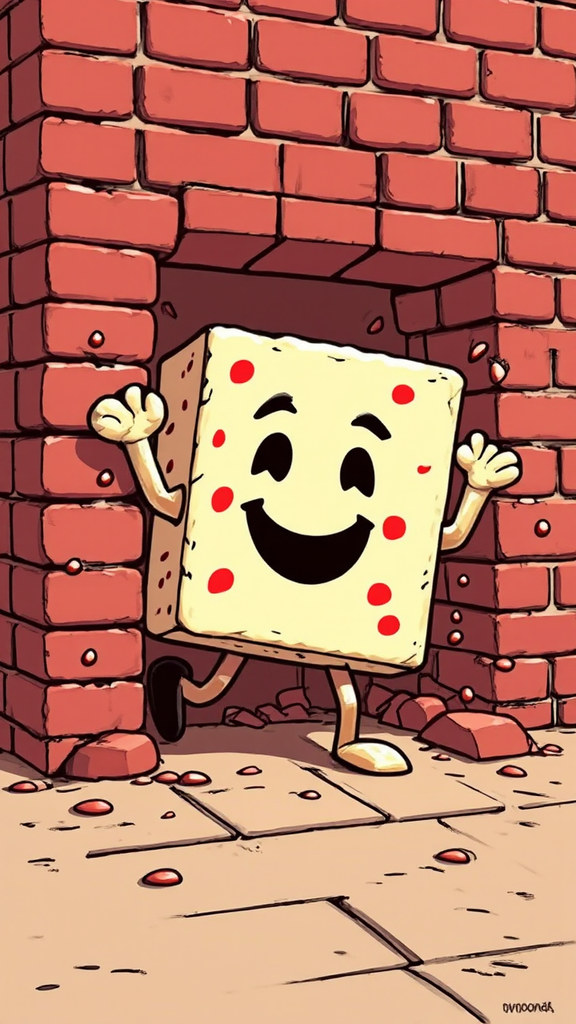 Tofu bursting through a