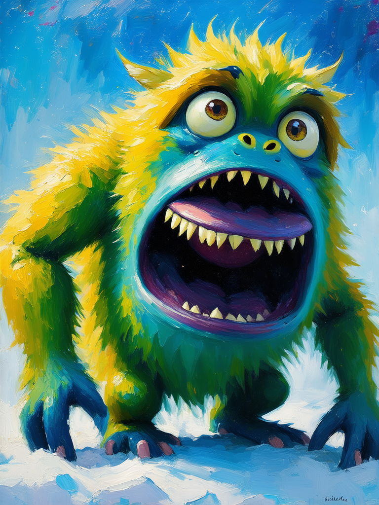 Excited monster in a