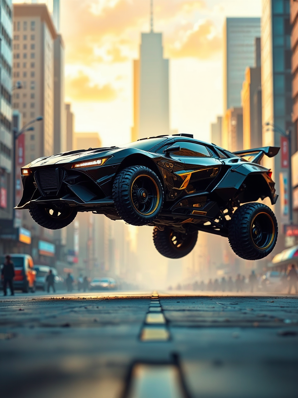 Futuristic car with gold