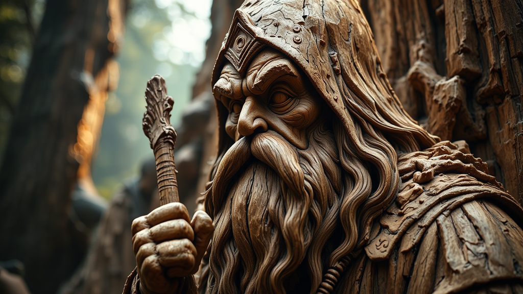 A giant carved statue