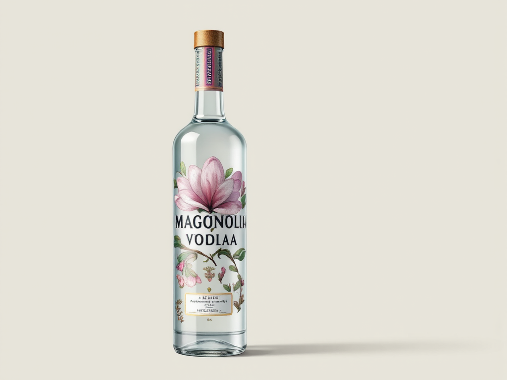 Bottle of magnolia-flavored vodka