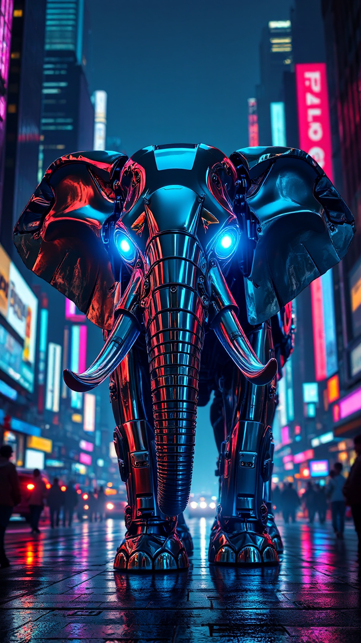 Cyborg elephant in a