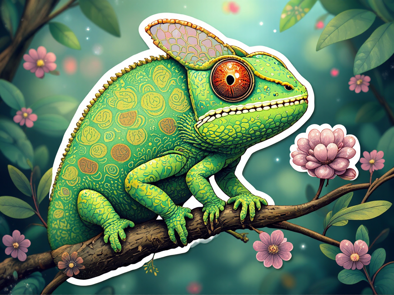 Cute Chameleon Sticker Design