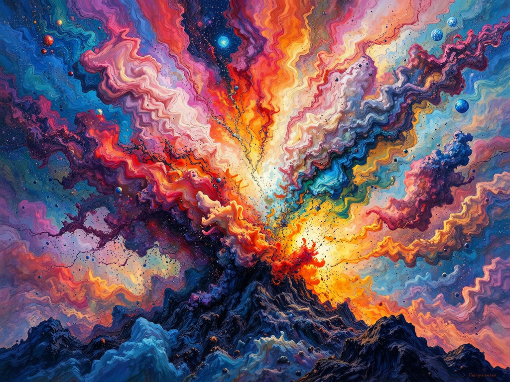 Multicolored nebula explosion artwork.