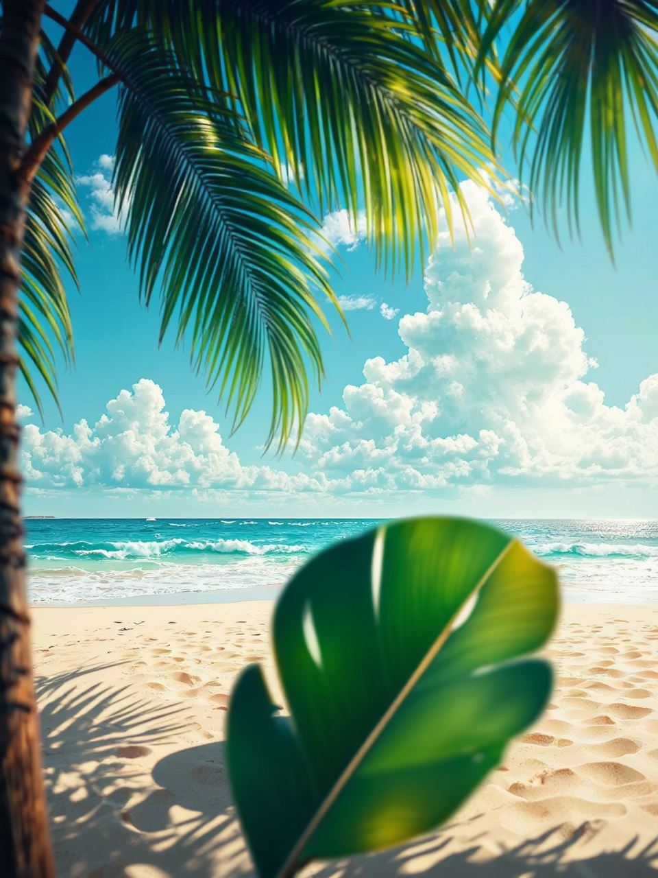 A sandy beach scene.