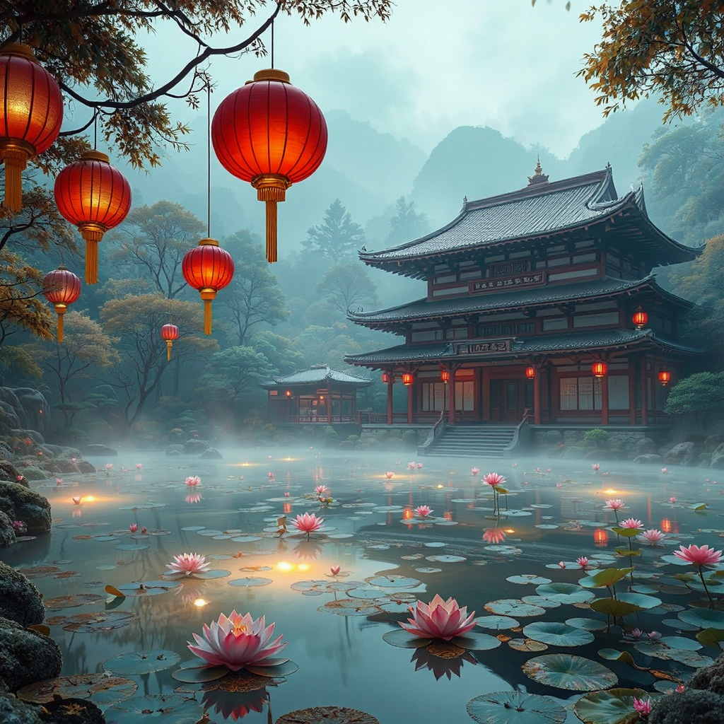 Ethereal Japanese onsen at