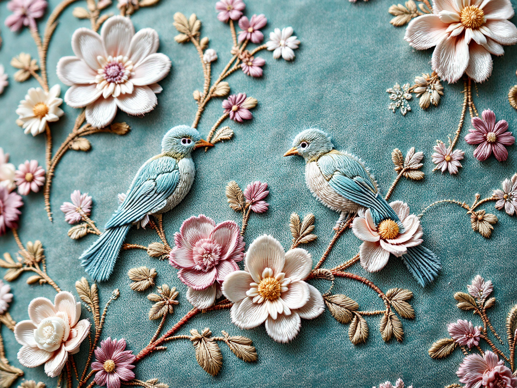 Velvet with intricate silk
