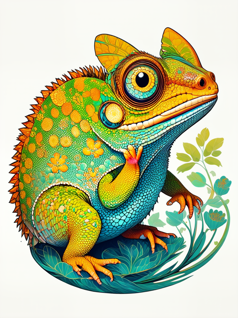 Cute chameleon sticker design