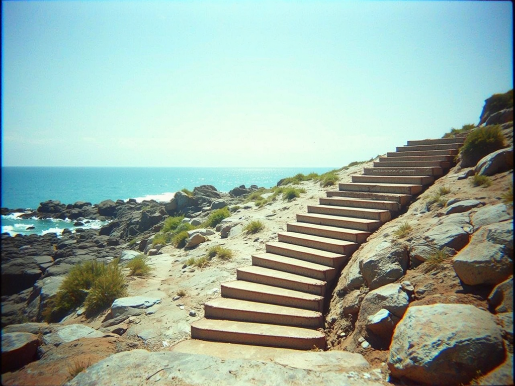 Seaside staircase with low-fi