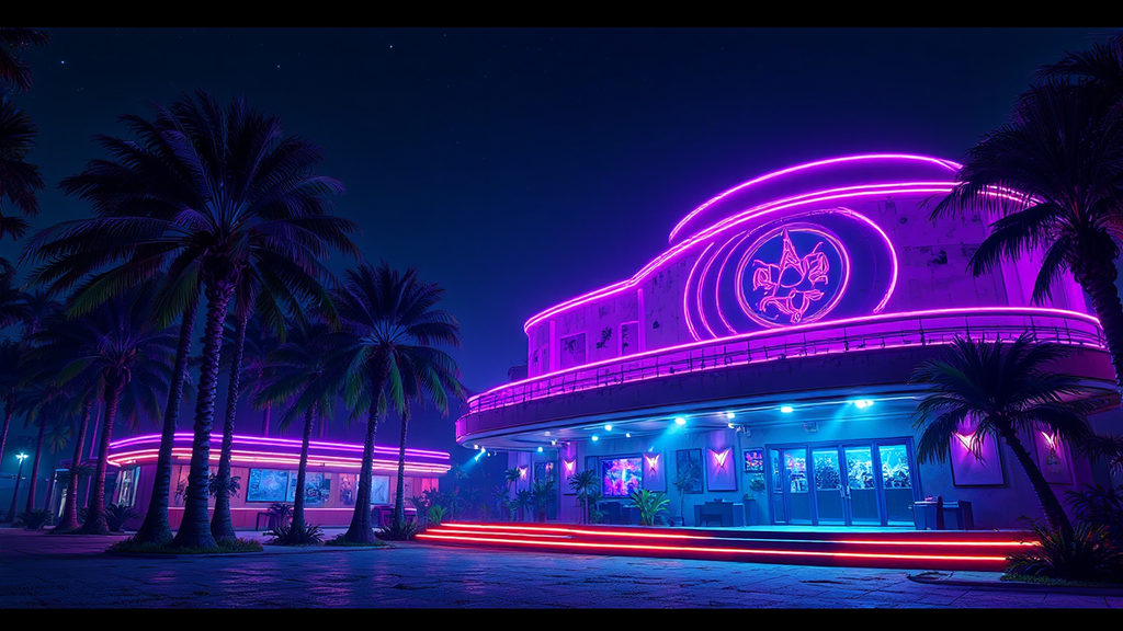 Abandoned disco under purple