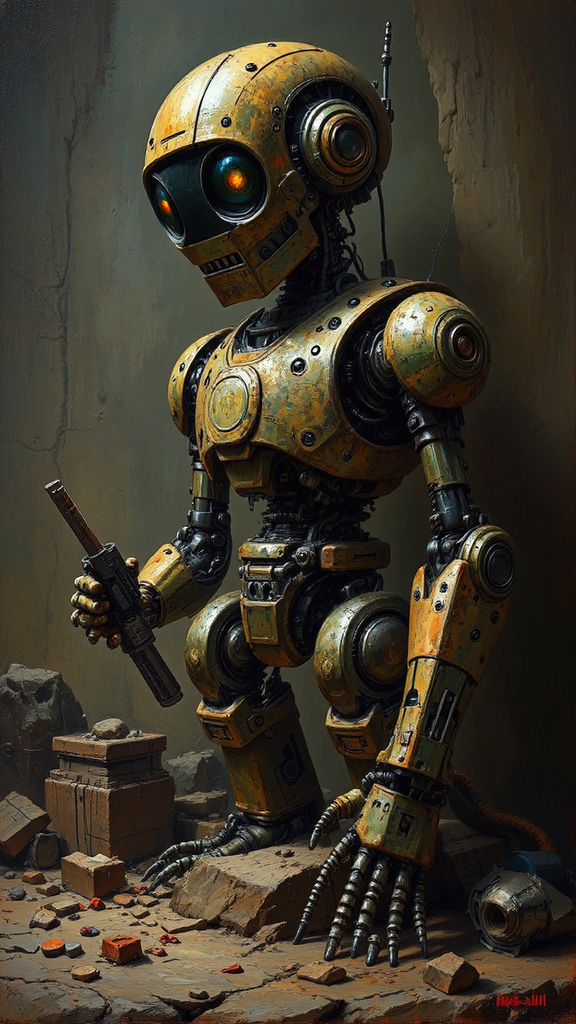 Mechanical figures assembled in