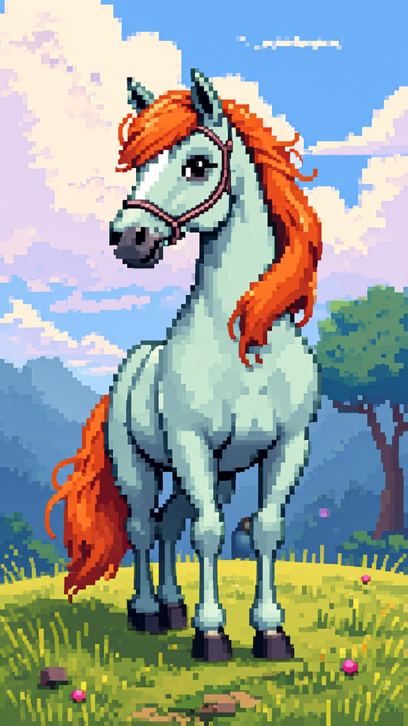 Pixelated horse in a