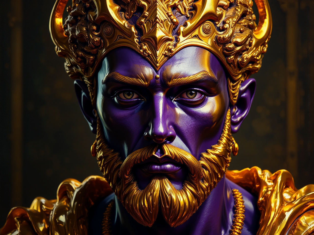 Bust of a gold-skinned