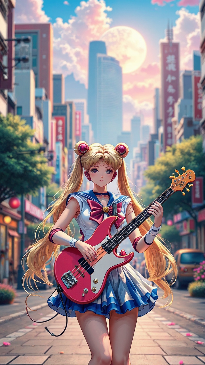 Sailor Moon playing a