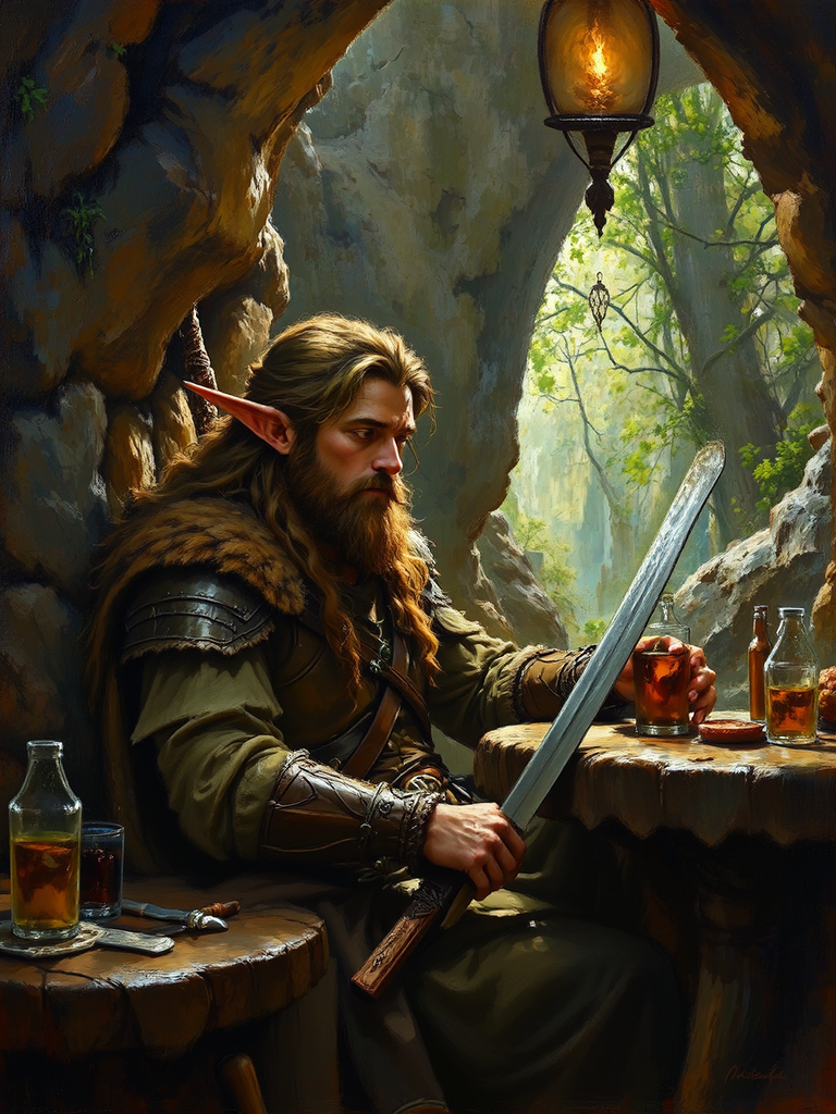 Elven warrior rests in