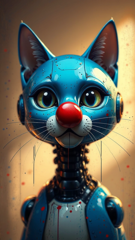 Blue robot cat with