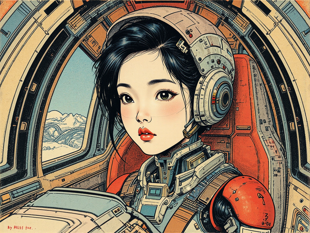 Teenage Asian android in