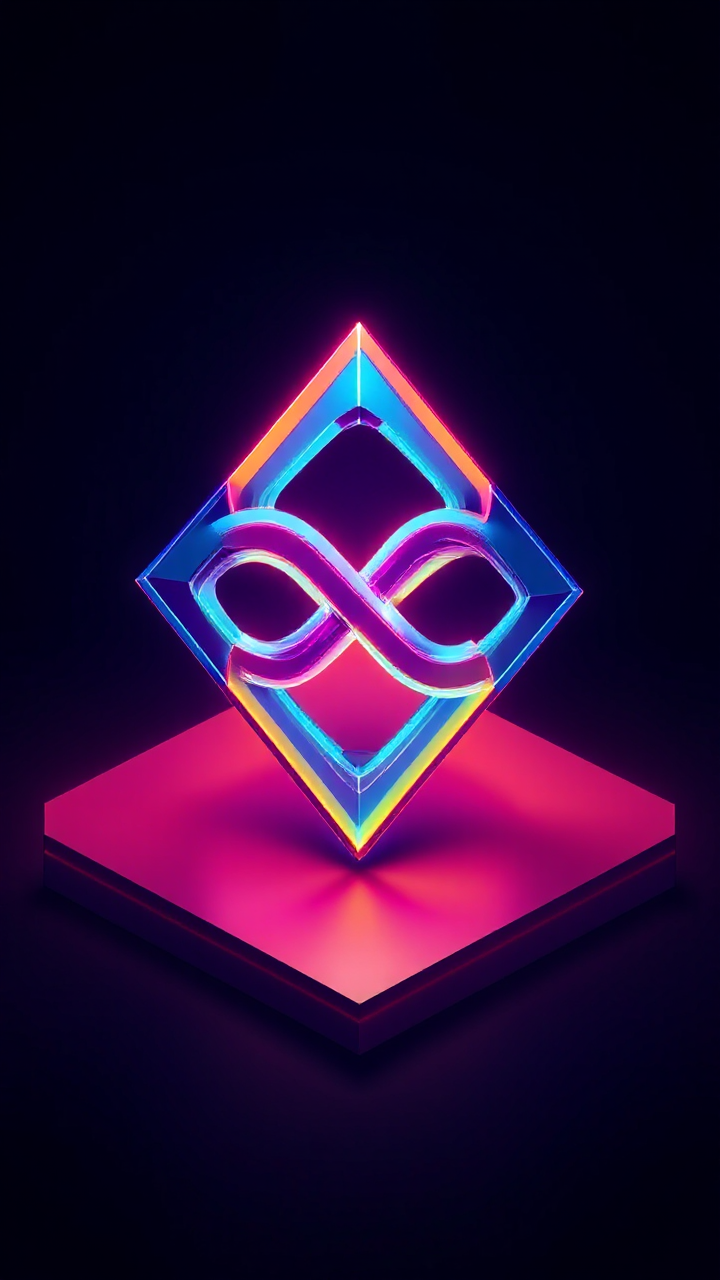 Isometric glowing infinity diamond