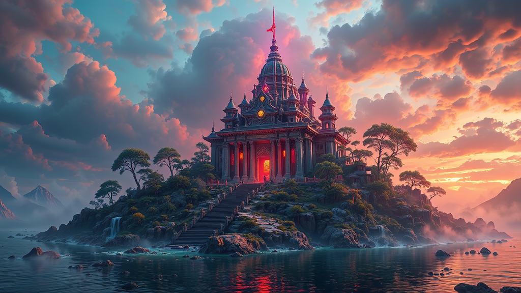 Fantasy temple on a