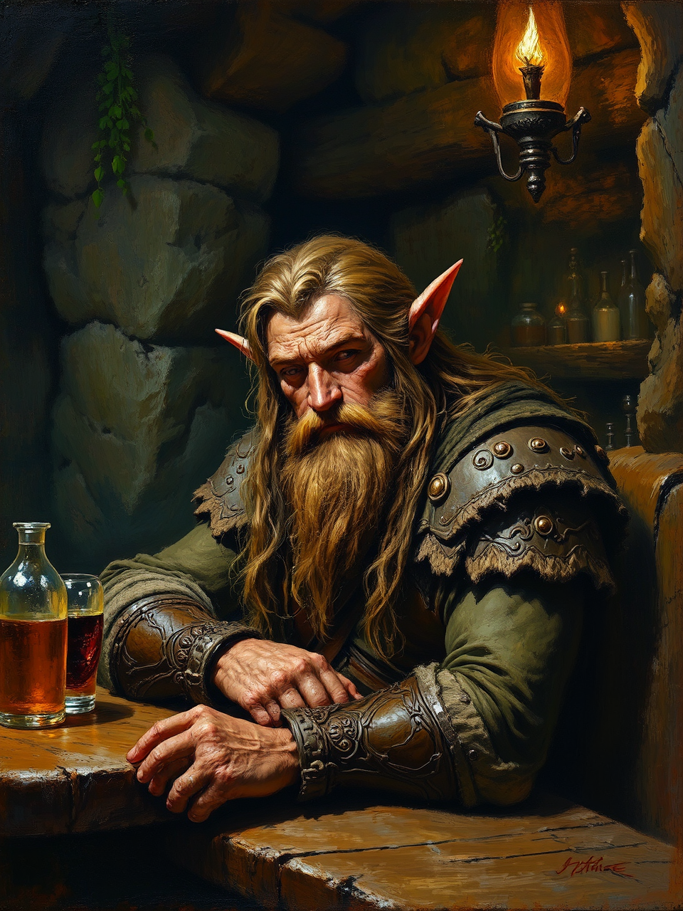 Elven warrior rests in