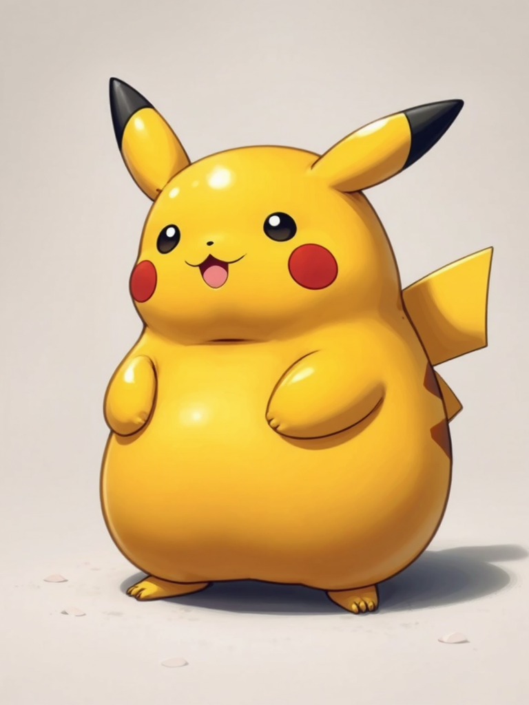 A chubby, plus-sized Pikachu.