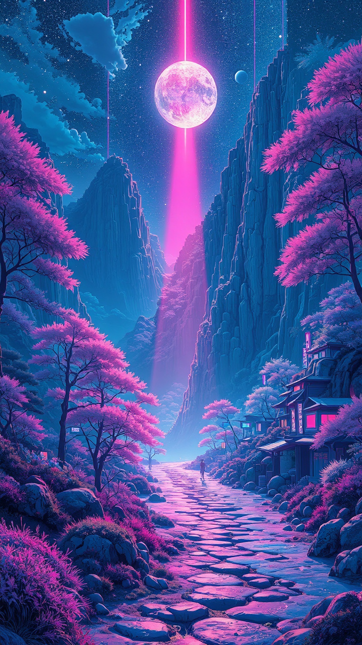 Ultradetailed cityscape with neon