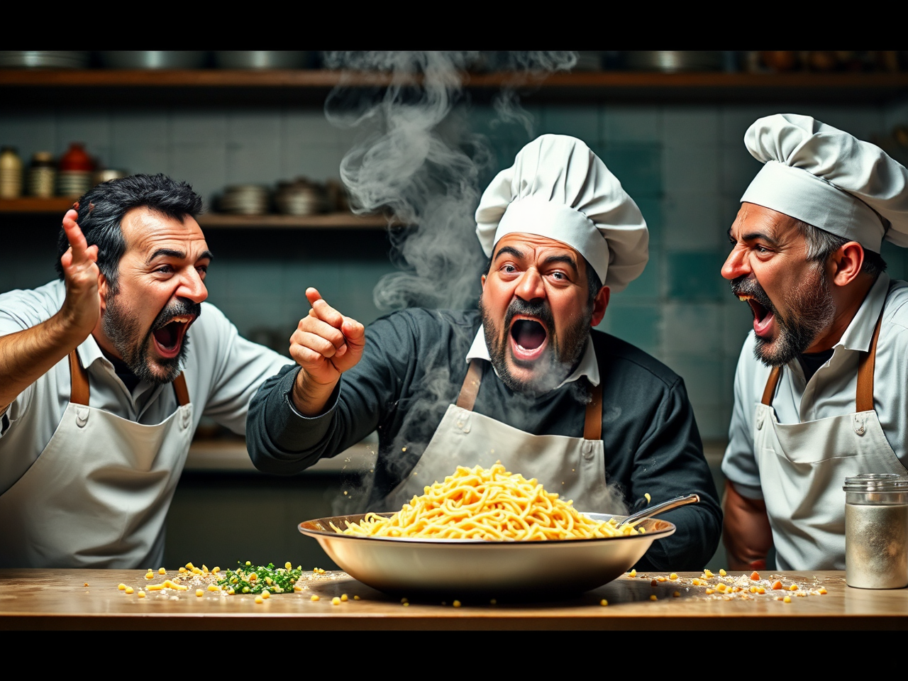 Three Italians yell at