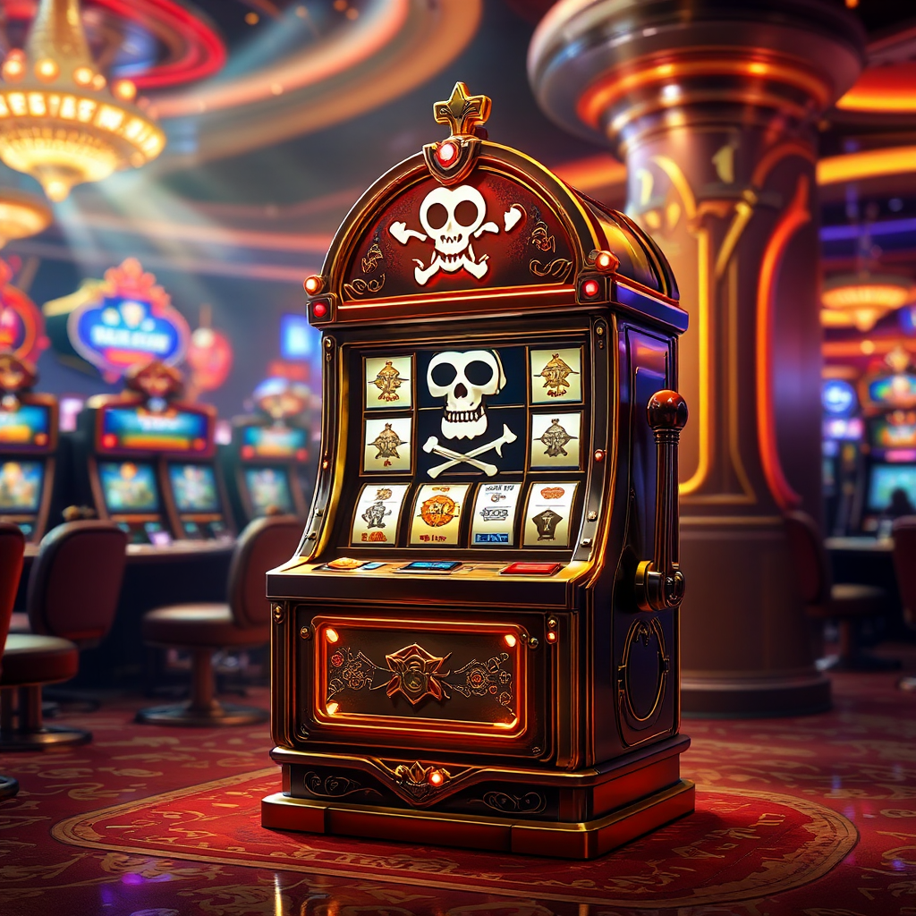 Pirate-themed slot machine interior.