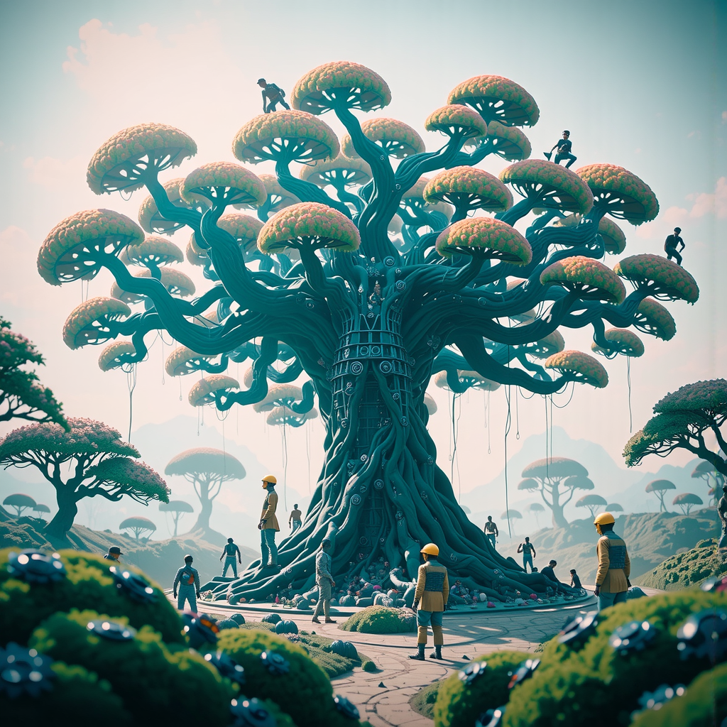 Cyberpunk alien tree of
