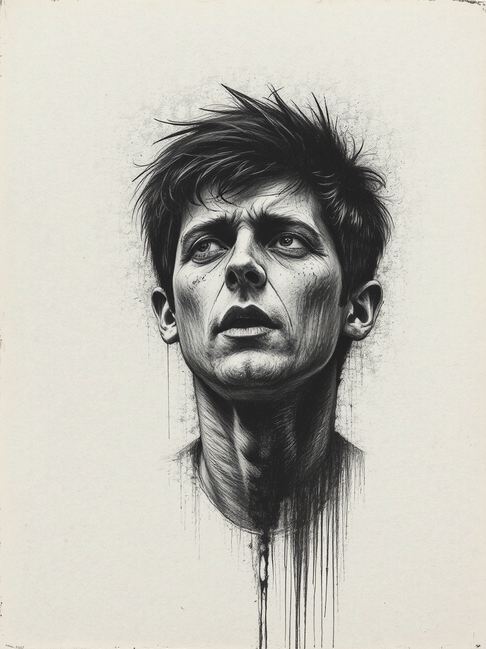 Charcoal drawing on a