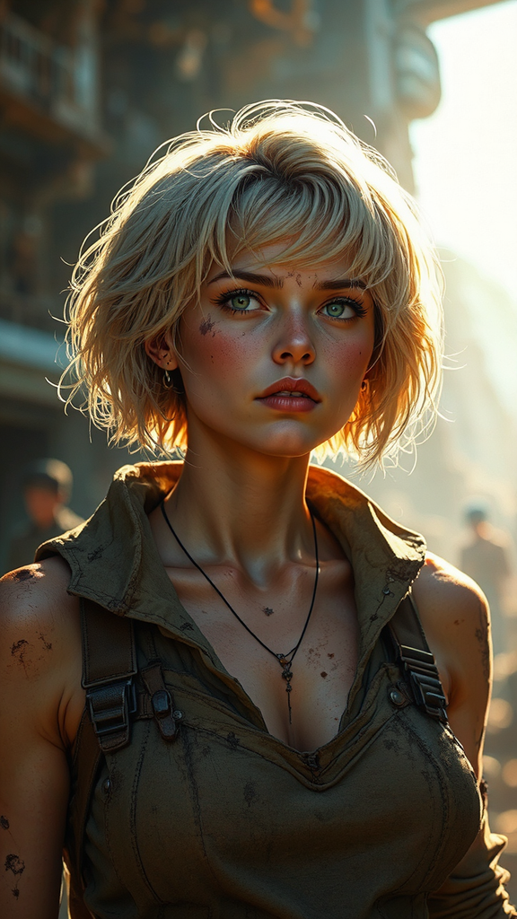 Blond scientist in rugged