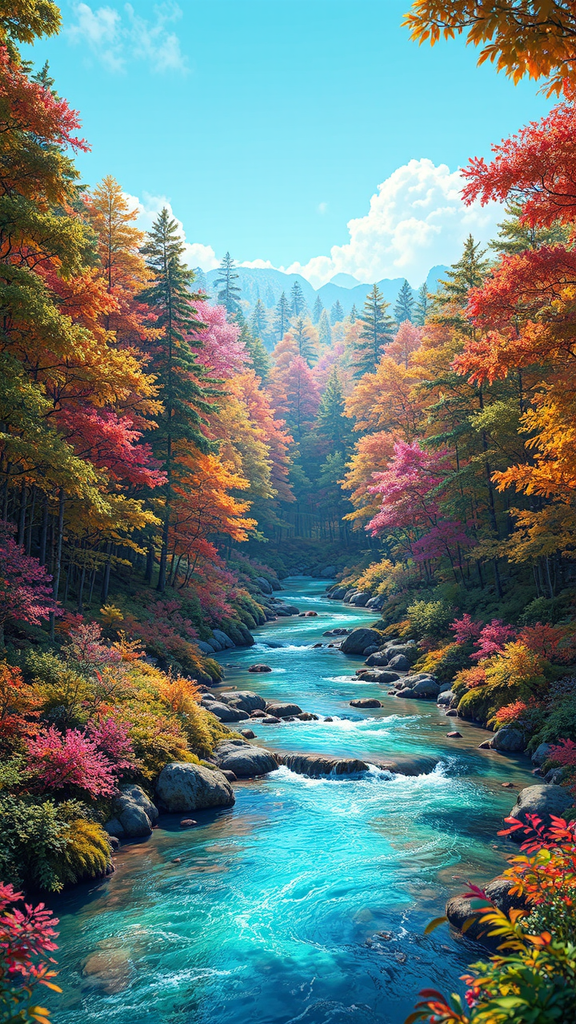 A colorful river in