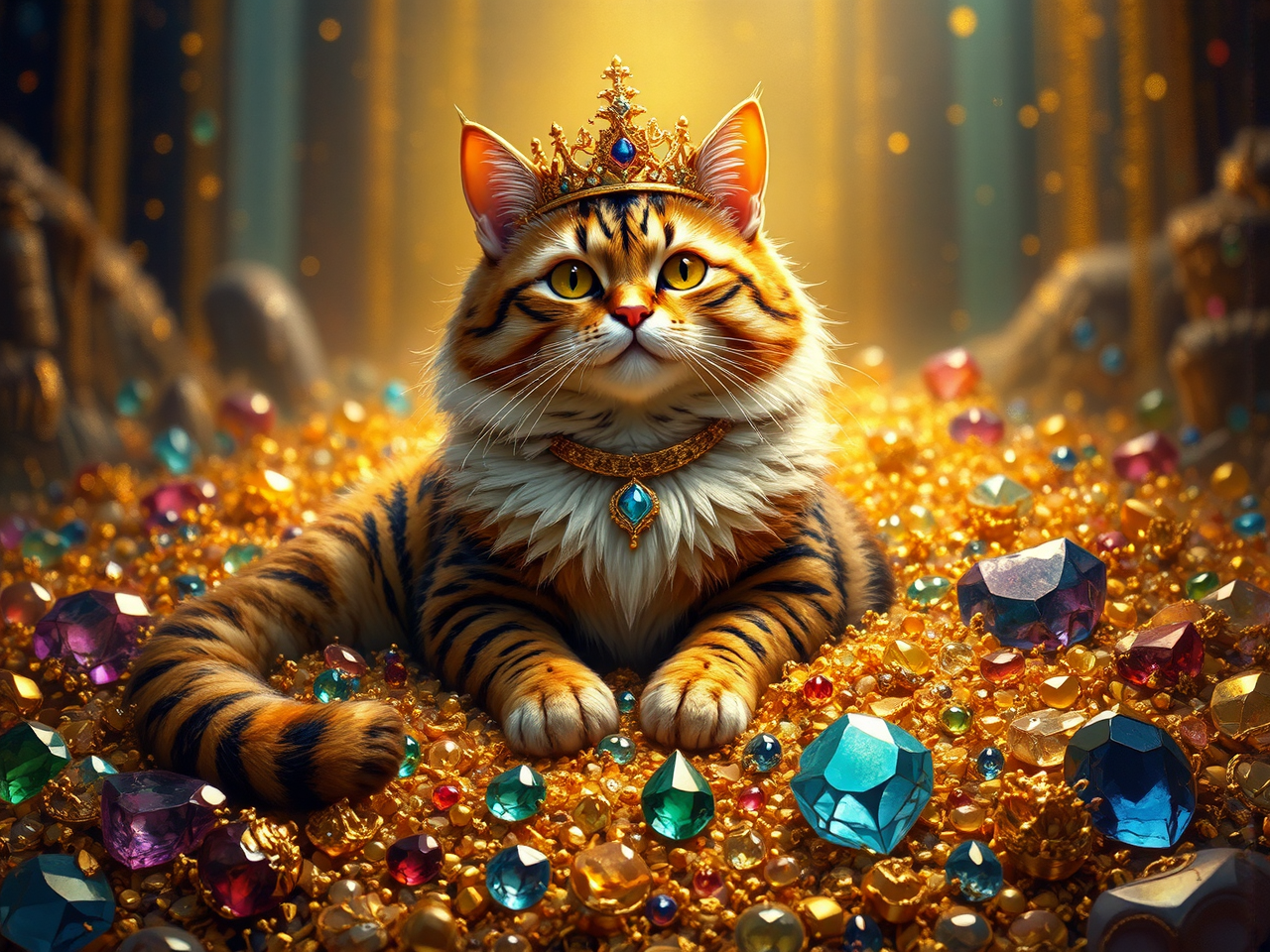 Regal feline amidst golden