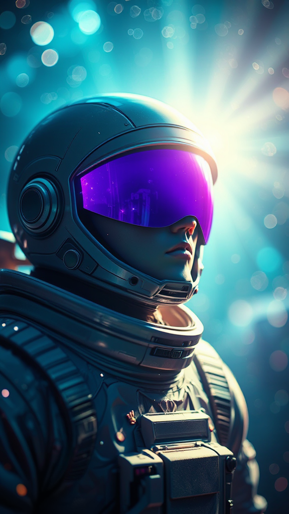 Astronaut in purple helmet
