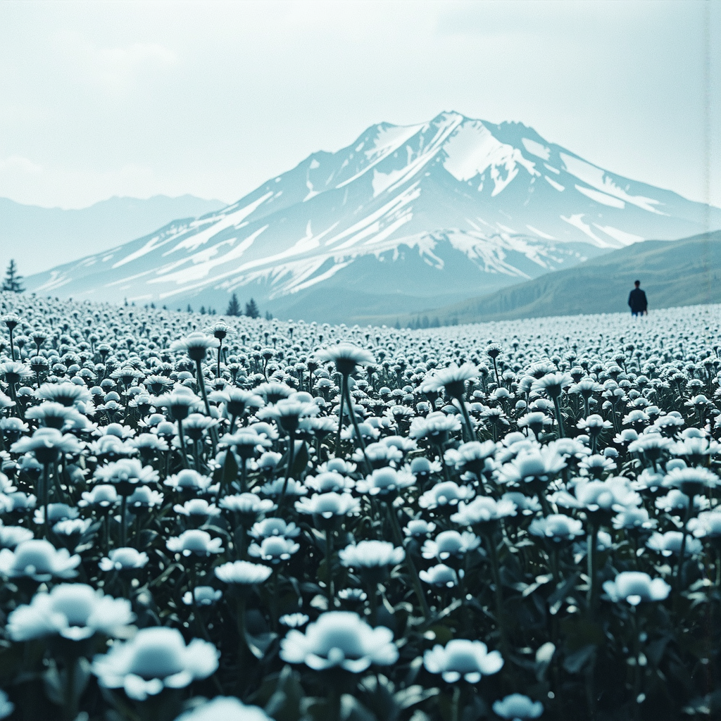 Black flowers in snowy
