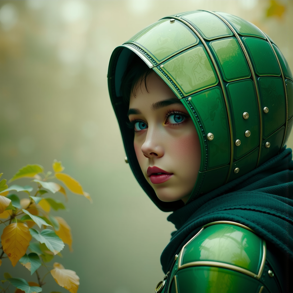 Green armored girl in