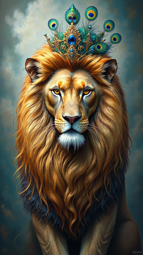 Lion with elaborate headdress