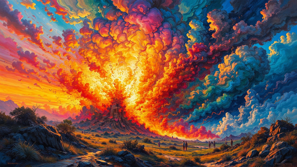 Multicolored sunset with detailed