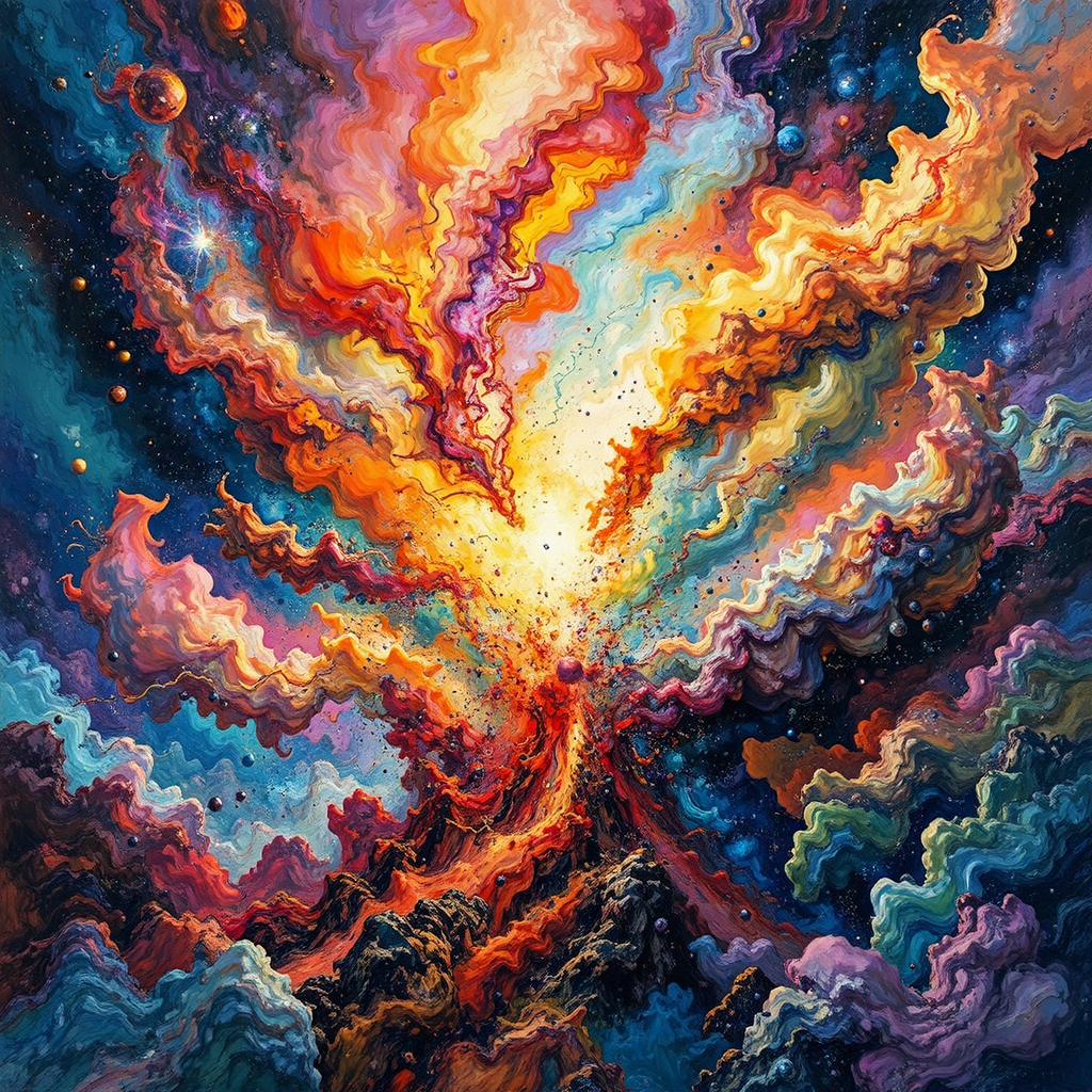 Multicolor nebula explosion in