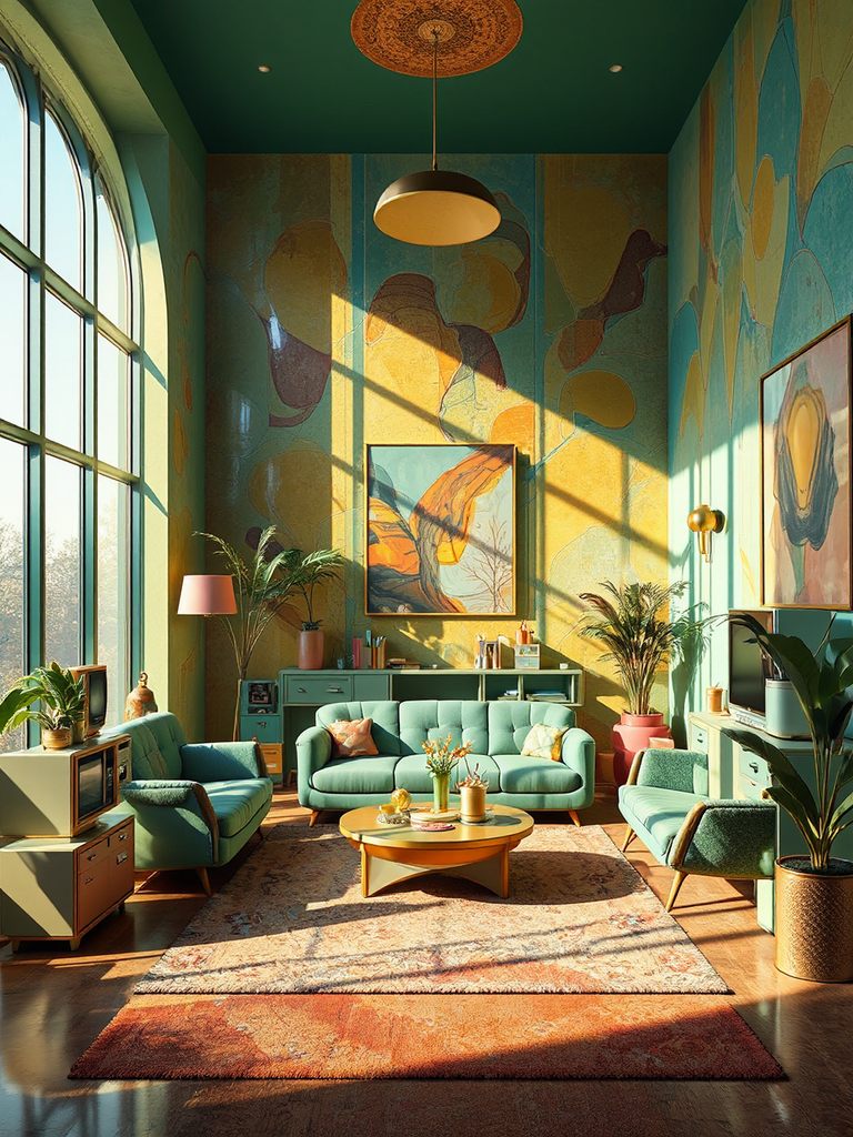 Retro room with abstract