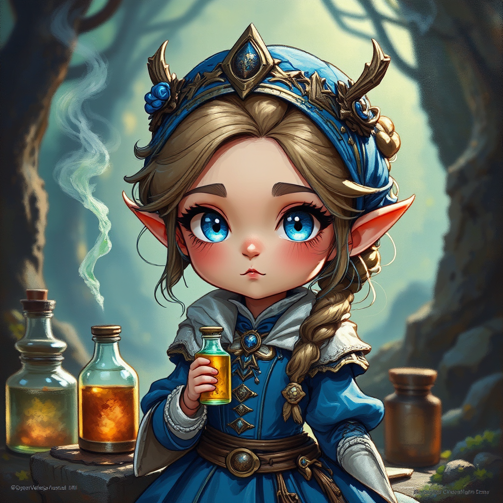 Girl alchemist in fantasy