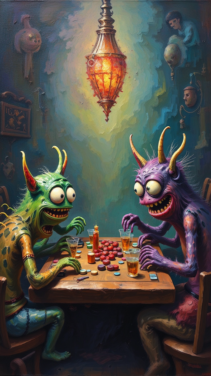 Monsters playing colorful board