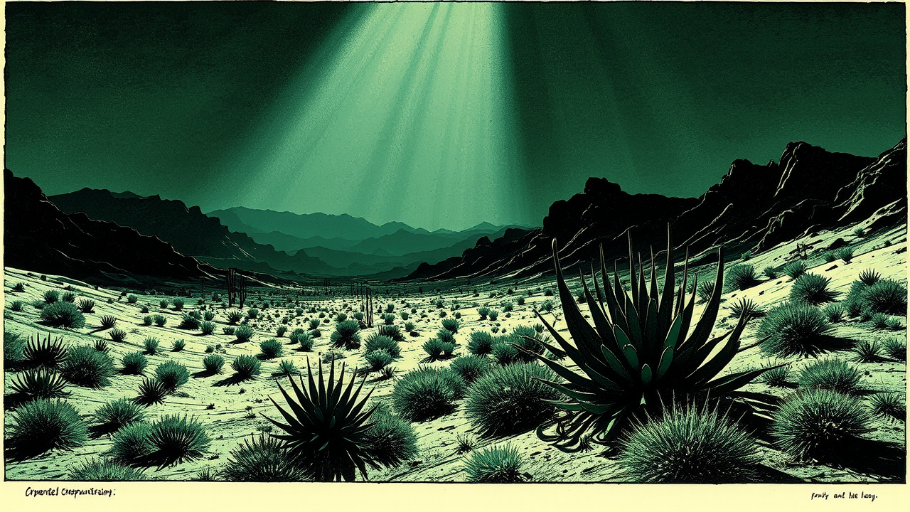 Dark desert landscape with