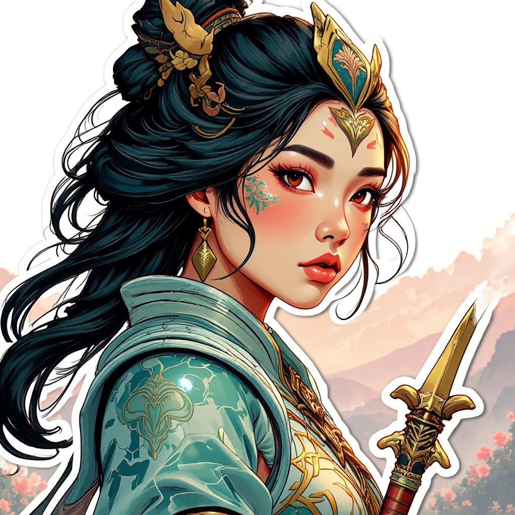 Girl warrior in traditional