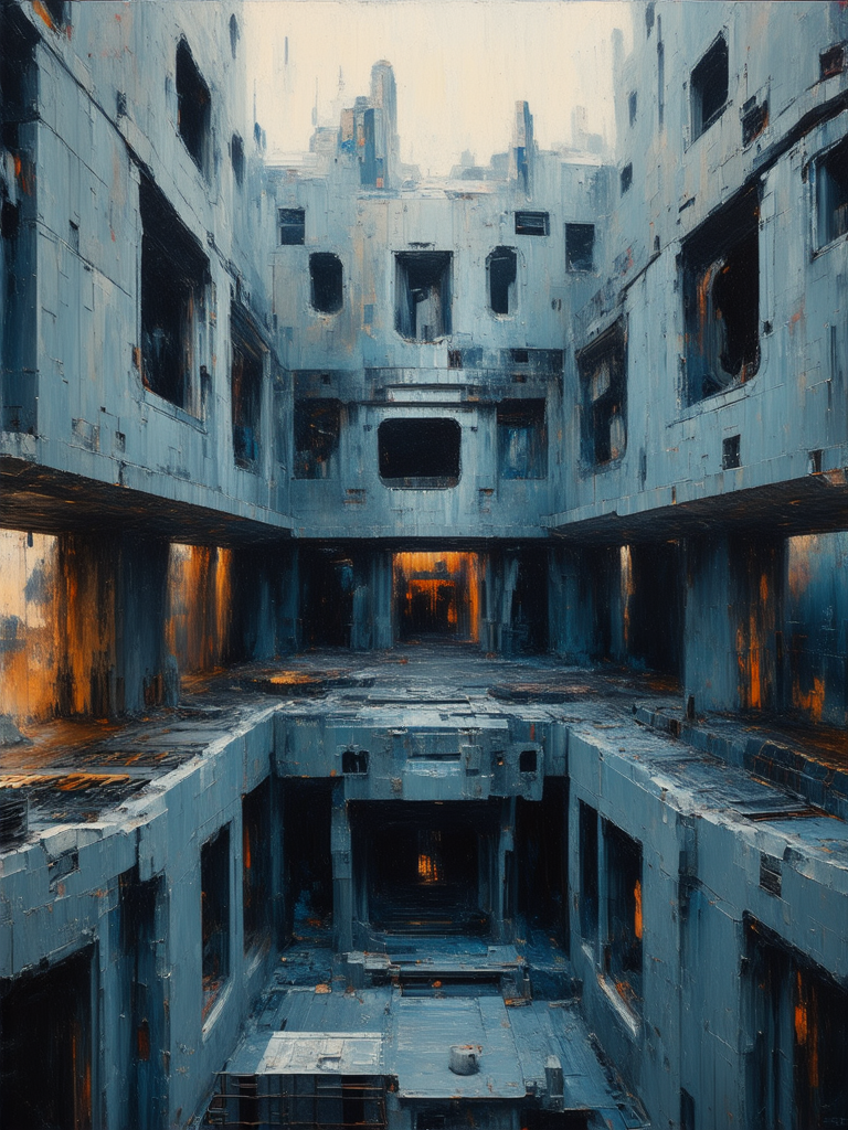 Futuristic brutalist architecture in