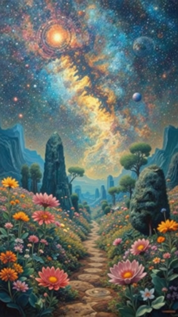 Galactic flower garden with